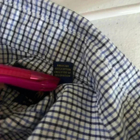 polo ralph lauren long sleeve shirt xl Flesh Pony Blue Plaid 100% Cotton Casual - Picture 7 of 9